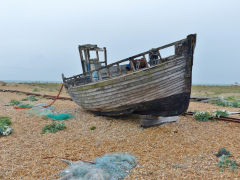 Derelict fishing boat, Dungeness, June 2013